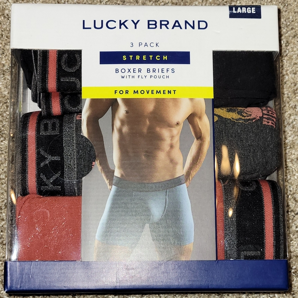 Lucky Brand 3 pack Stretch Boxer Briefs - Mens Large